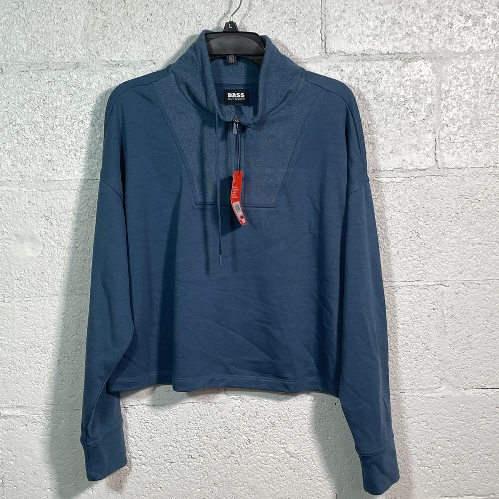 Bass Outdoor Women's Batona French Terry Half Zip Sweatshirt Blue  Large